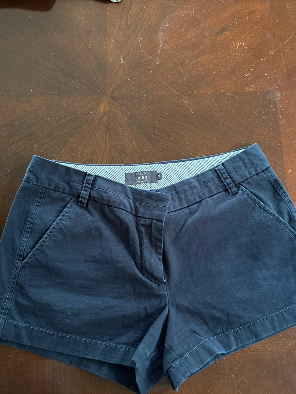 J. Crew Navy Flat-Front Chino Shorts